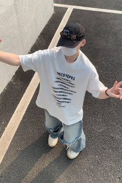 Heavyweight Streetwear Loose Fit Letter Print Short Sleeve T-Shirt for Men - 2025 Summer American High Street Style