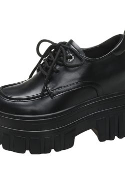 Height-Increasing Women's Patent Leather Platform Loafers - Thick-Soled Spring Autumn Shoes for Short Women