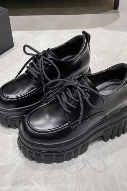 Height-Increasing Women's Patent Leather Platform Loafers - Thick-Soled Spring Autumn Shoes for Short Women