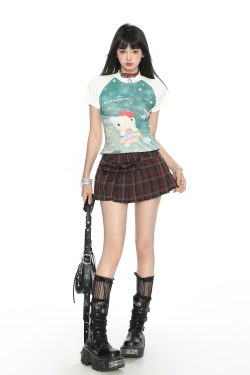 Hello Kitty Cartoon Short Sleeve T-Shirt for Women - Summer Slim Fit Round Neck Top, Cute Y2K Style