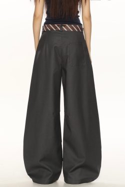 High-End Casual Wide-Leg Floor-Length Pants for Women - Unique Draped Design with Curved Blade Detail, Versatile Fashion Statement
