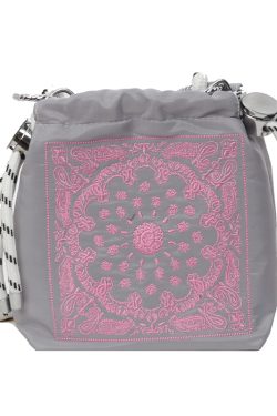 High-End Embroidered Canvas Bucket Bag for Women - Summer 2025 Drawstring Crossbody Phone Bag, Casual Style