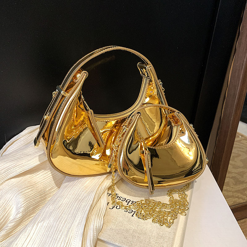 High-End Laser Patent Leather Crescent Handbag - Women's 2025 Trendy Chain Shoulder Crossbody Bag High-End Laser Patent Leather Crescent Handbag - Women's 2025 Trendy Chain Shoulder Crossbody Bag