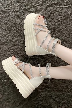 High-End Rhinestone Open-Toe Sandals for Women - 8cm Thick Sole, 2025 Summer Style, Perfect for Skirts, Chic Roman Footwear