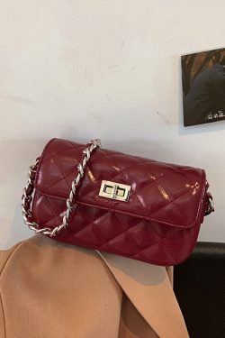 High-End Silver Diamond-Patterned Chain Crossbody Bag for Women - 2025 Minimalist Summer Fashion