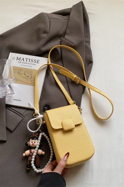 High-End Yellow Mini Crossbody Bag for Women - Vertical Design Phone Bag for Summer 2025