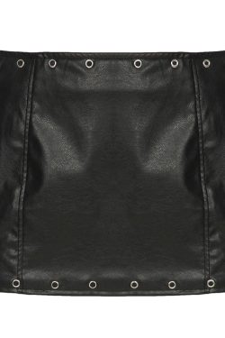 High Energy Motorcycle Style Sexy Split Rivet PU Leather Pleated Skirt - Trendy Streetwear for Hot Girls