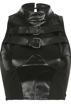 High Energy Motorcycle Style Sexy Split Rivet PU Leather Pleated Skirt - Trendy Streetwear for Hot Girls