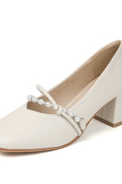 High Heel Chunky Heel Mary Jane Shoes for Women - Sheepskin Spring 2025 Evening Style, Perfect for Skirts and Special Occasions