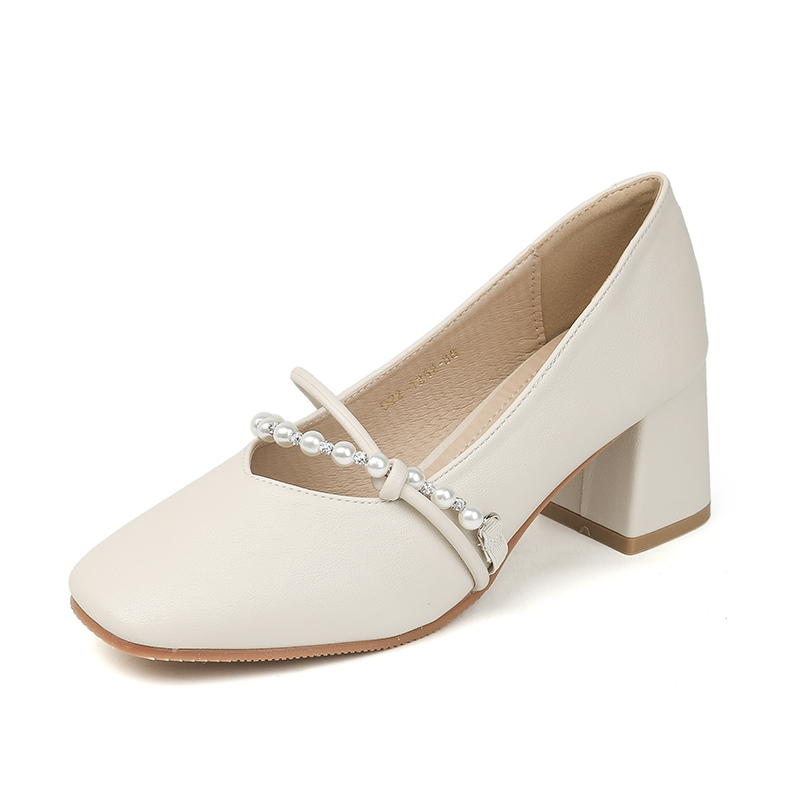 High Heel Chunky Heel Mary Jane Shoes for Women - Sheepskin Spring 2025 Evening Style, Perfect for Skirts and Special Occasions High Heel Chunky Heel Mary Jane Shoes for Women - Sheepskin Spring 2025 Evening Style, Perfect for Skirts and Special Occasions