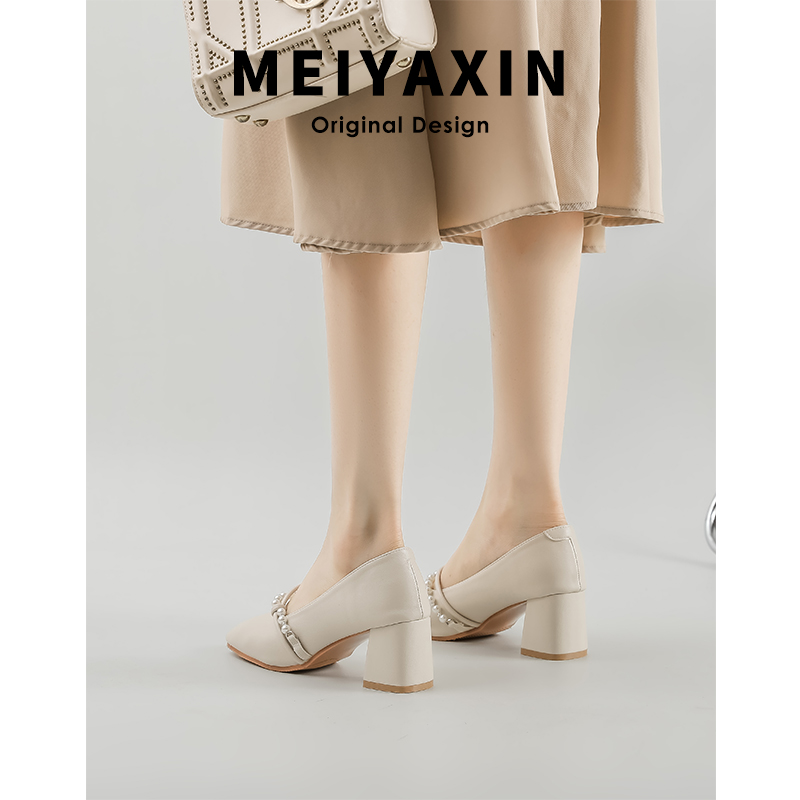 High Heel Chunky Heel Mary Jane Shoes for Women - Sheepskin Spring 2025 Evening Style, Perfect for Skirts and Special Occasions High Heel Chunky Heel Mary Jane Shoes for Women - Sheepskin Spring 2025 Evening Style, Perfect for Skirts and Special Occasions