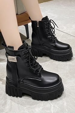 High-Heeled Martin Boots for Women - 10cm Height-Increasing Thick-Soled Short Boots - Versatile Autumn Style for Petite Figures