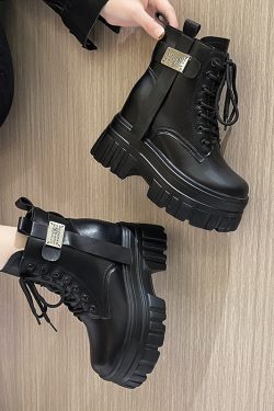 High-Heeled Martin Boots for Women - 10cm Height-Increasing Thick-Soled Short Boots - Versatile Autumn Style for Petite Figures