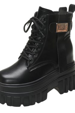 High-Heeled Martin Boots for Women - 10cm Height-Increasing Thick-Soled Short Boots - Versatile Autumn Style for Petite Figures