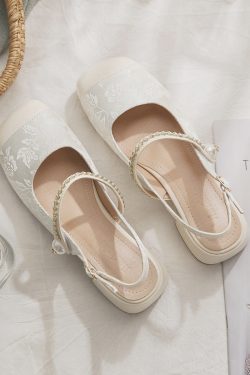 High-Heeled Sheepskin Open-Toe Sandals for Women - National Style Summer Fairy Skirt Sandals, Coarse Design