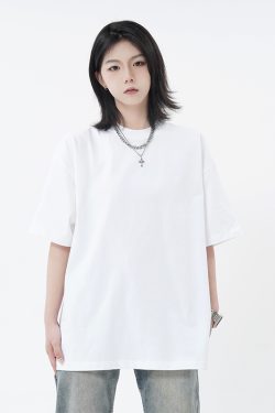 High Street 310G Heavyweight Short Sleeve Unisex T-Shirt with Small Collar - Trendy American Style Loose Pure Cotton Top