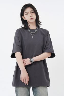 High Street 310G Heavyweight Short Sleeve Unisex T-Shirt with Small Collar - Trendy American Style Loose Pure Cotton Top