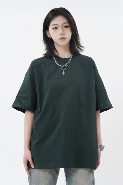 High Street 310G Heavyweight Short Sleeve Unisex T-Shirt with Small Collar - Trendy American Style Loose Pure Cotton Top