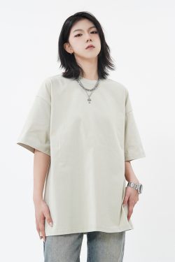 High Street 310G Heavyweight Short Sleeve Unisex T-Shirt with Small Collar - Trendy American Style Loose Pure Cotton Top