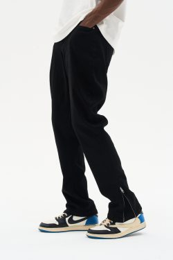 High Street Casual Cuff Zipper Denim Pants - Trendy Y2K Inspired Streetwear for Effortless Style