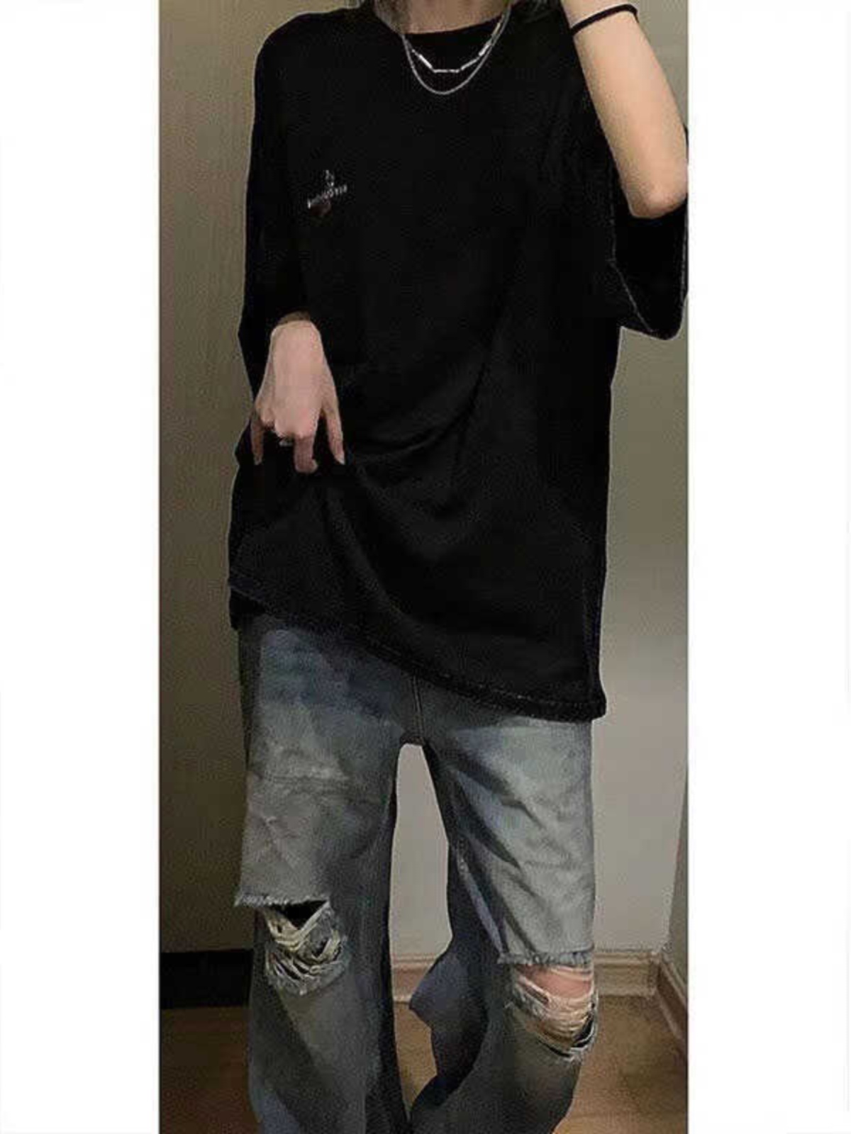 High Street Dark Style Vintage Water-Washed Oversized Short Sleeve T-Shirt for Women - Summer Evil Hand Design High Street Dark Style Vintage Water-Washed Oversized Short Sleeve T-Shirt for Women - Summer Evil Hand Design