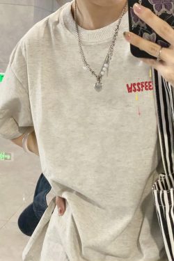 High Street Pure Cotton White Short Sleeve T-Shirt for Women, Plus Size, American Style, Casual Couple Top, Niche Design