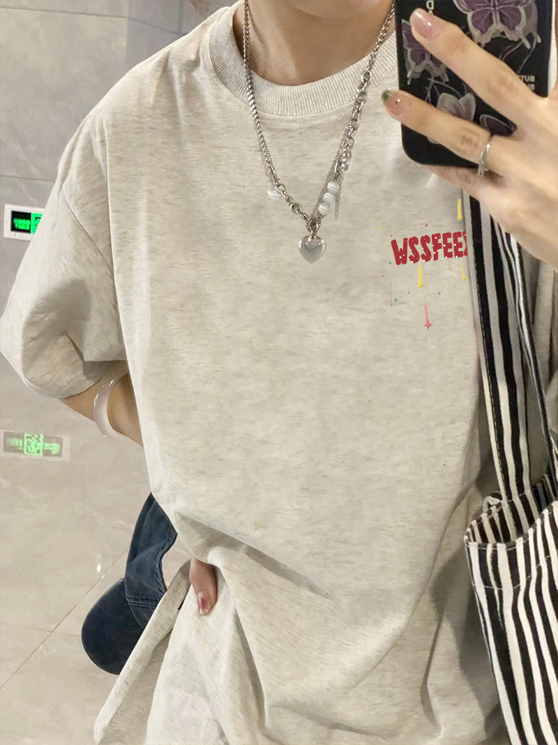 High Street Pure Cotton White Short Sleeve T-Shirt for Women, Plus Size, American Style, Casual Couple Top, Niche Design High Street Pure Cotton White Short Sleeve T-Shirt for Women, Plus Size, American Style, Casual Couple Top, Niche Design