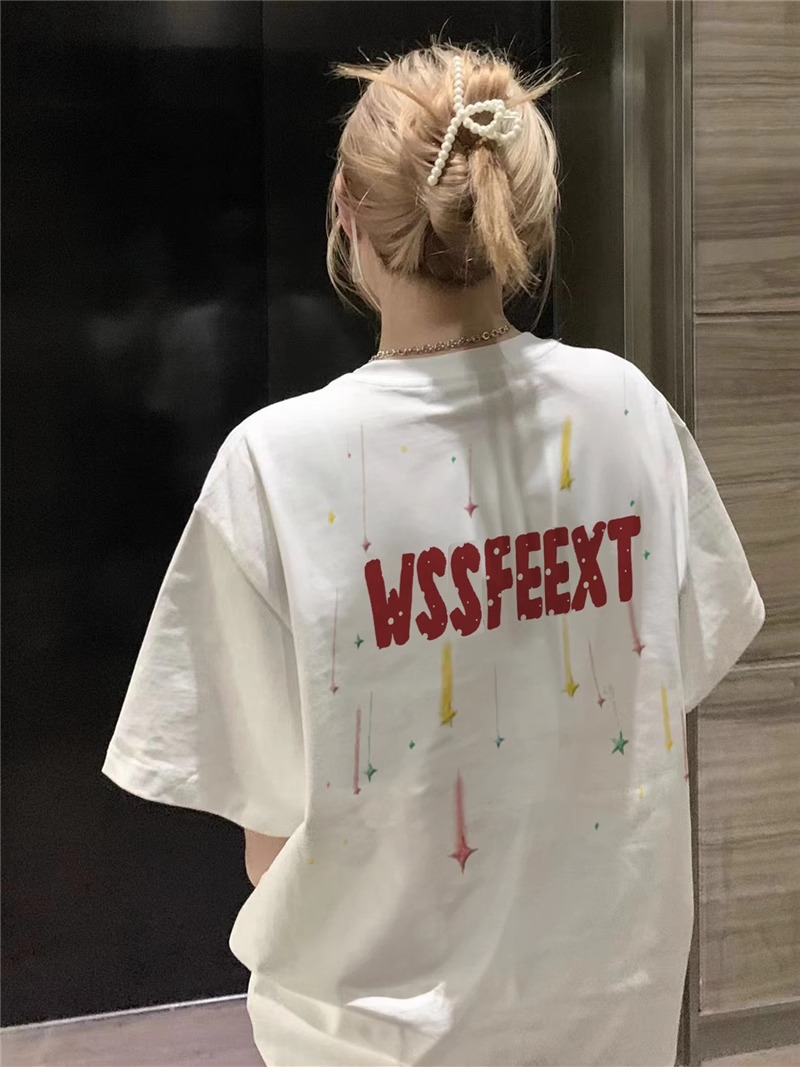 High Street Pure Cotton White Short Sleeve T-Shirt for Women, Plus Size, American Style, Casual Couple Top, Niche Design High Street Pure Cotton White Short Sleeve T-Shirt for Women, Plus Size, American Style, Casual Couple Top, Niche Design