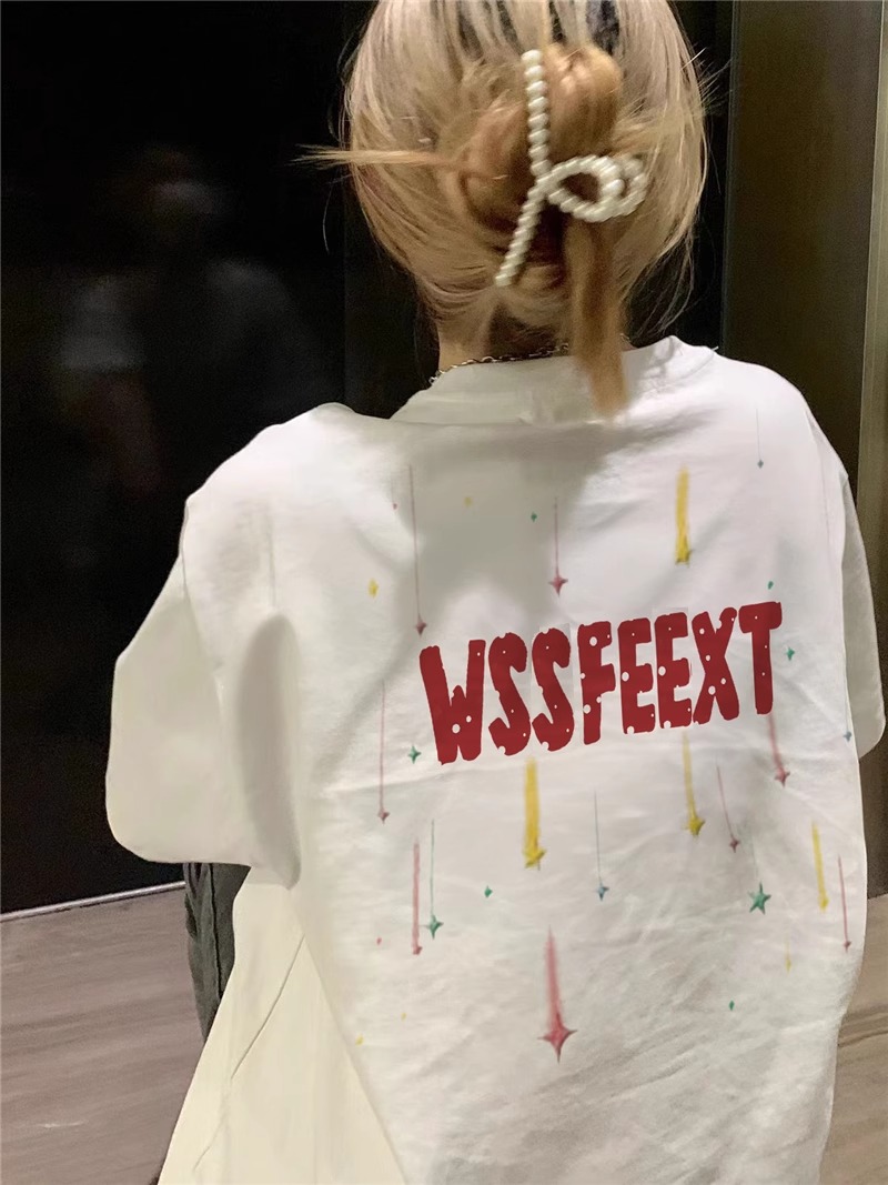 High Street Pure Cotton White Short Sleeve T-Shirt for Women, Plus Size, American Style, Casual Couple Top, Niche Design High Street Pure Cotton White Short Sleeve T-Shirt for Women, Plus Size, American Style, Casual Couple Top, Niche Design