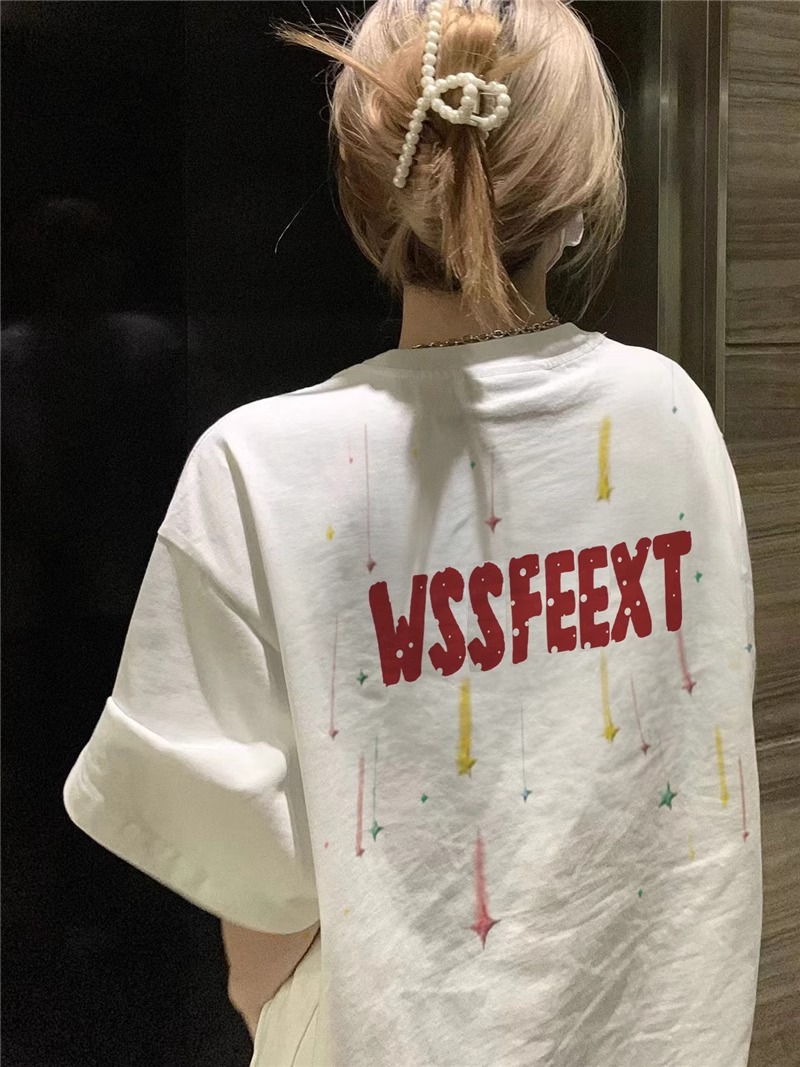 High Street Pure Cotton White Short Sleeve T-Shirt for Women, Plus Size, American Style, Casual Couple Top, Niche Design High Street Pure Cotton White Short Sleeve T-Shirt for Women, Plus Size, American Style, Casual Couple Top, Niche Design