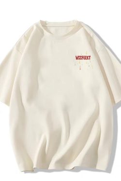 High Street Pure Cotton White Short Sleeve T-Shirt for Women, Plus Size, American Style, Casual Couple Top, Niche Design