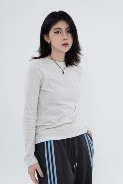 High Street Solid Color Short-Sleeve T-Shirt for Men and Women, Retro Straight Shoulder Small Collar, Fitted Y2K Style Top