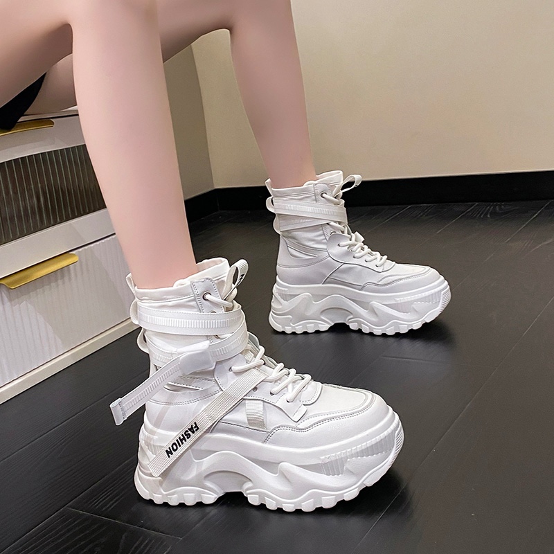 High-Top Sports Dad Shoes for Women - Versatile Thick-Soled Platform Casual Ankle Boots for Spring and Autumn High-Top Sports Dad Shoes for Women - Versatile Thick-Soled Platform Casual Ankle Boots for Spring and Autumn