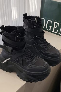 High-Top Sports Dad Shoes for Women - Versatile Thick-Soled Platform Casual Ankle Boots for Spring and Autumn