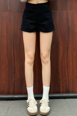High Waist A-Line Denim Shorts for Women - Red Tight Fitted Hot Pants for Summer 2025, Trendy Hot Girl Style