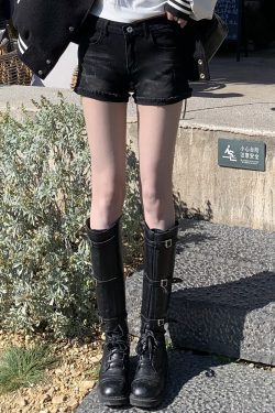 High Waist Distressed Denim Shorts for Women, American Vintage Style, 2025 Fashion, Casual Summer Hot Pants