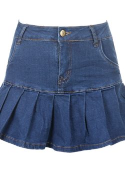 High Waist Ruffle Hem Denim Mini Skirt for Women, Retro Cute A-Line Stretch Skirt, Y2K Fashion, Casual Summer Style