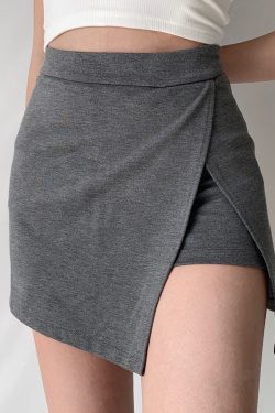 High-Waisted A-Line Skirt with Side Slit - European American Style Summer Mini Skirt for Women, Anti-Exposure Fashion