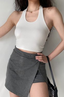 High-Waisted A-Line Skirt with Side Slit - European American Style Summer Mini Skirt for Women, Anti-Exposure Fashion