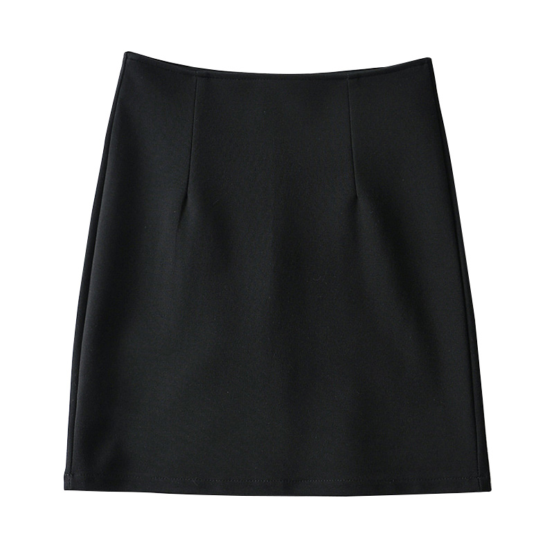 High-Waisted Black Bodycon A-Line Skirt - Simple Versatile European and American Style, Elastic Fit for Effortless Chic High-Waisted Black Bodycon A-Line Skirt - Simple Versatile European and American Style, Elastic Fit for Effortless Chic