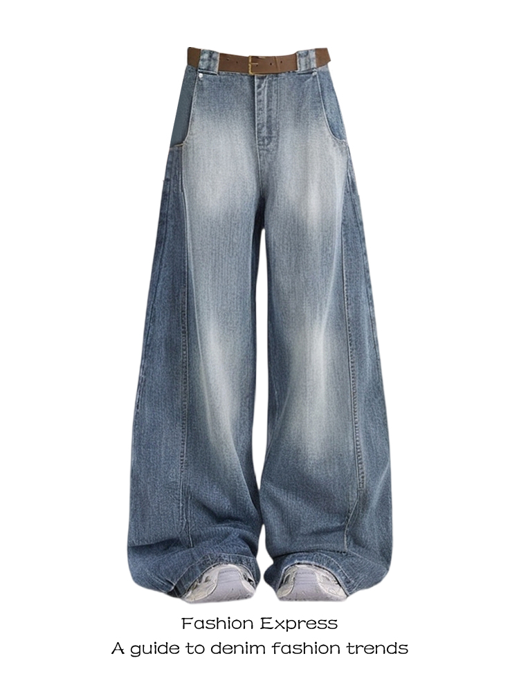 High-Waisted Deconstructed Curved Blade Jeans for Women - Vintage Washed Wide-Leg Scythe Pants for Autumn Winter 2025 High-Waisted Deconstructed Curved Blade Jeans for Women - Vintage Washed Wide-Leg Scythe Pants for Autumn Winter 2025