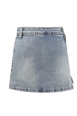 High-Waisted Denim Skirt with Safety Shorts - Versatile American Vintage Style for Spring/Summer 2024, Leg-Lengthening Fit