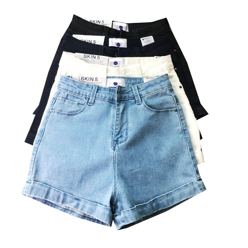 High-Waisted Distressed Denim Shorts - Vintage-Inspired Stretchy Slim-Fit with Rolled Hem - Classic American Style High-Waisted Distressed Denim Shorts - Vintage-Inspired Stretchy Slim-Fit with Rolled Hem - Classic American Style