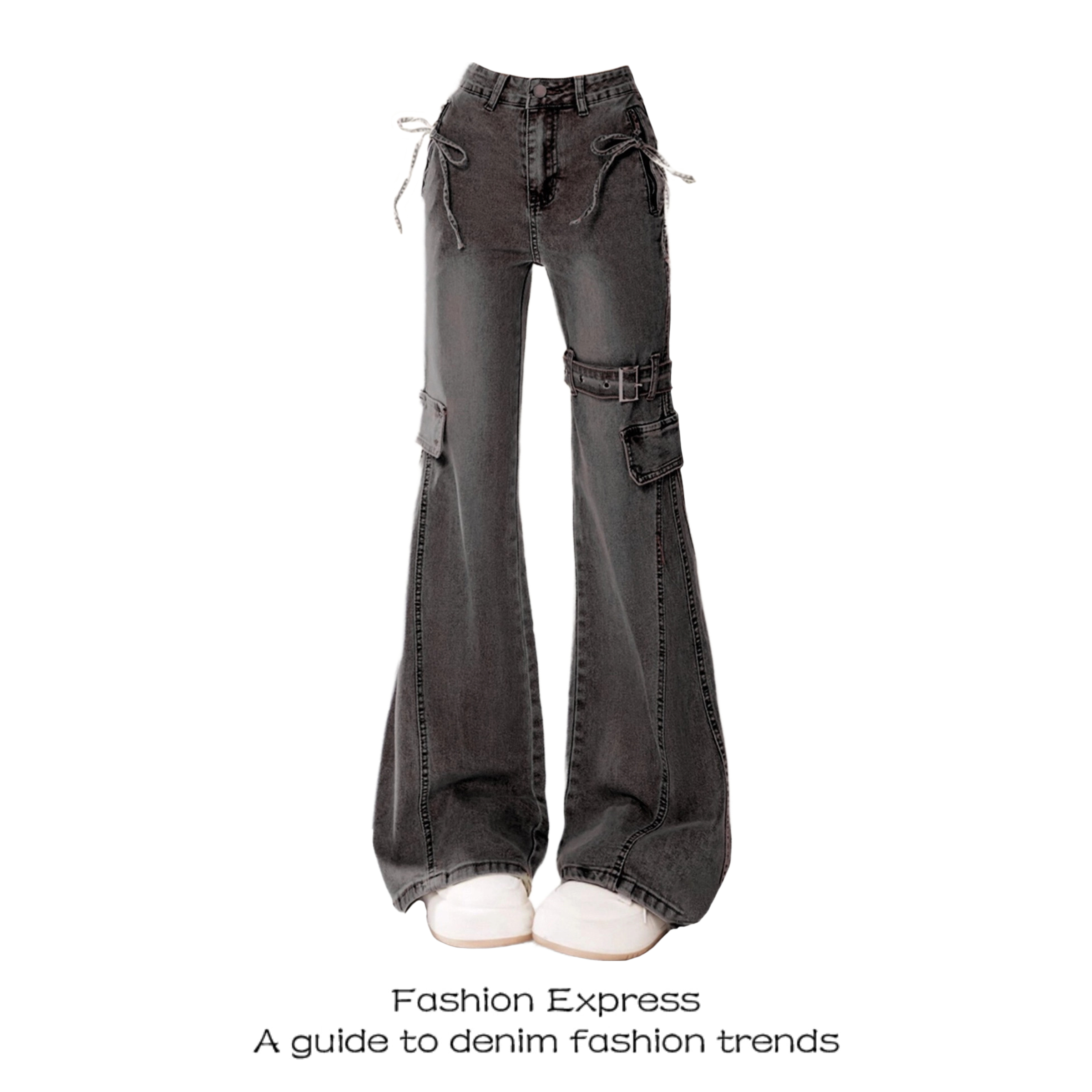 High-Waisted Flared Jeans for Women, Spliced Workwear Design, Slim-Fit Bell-Bottoms, Autumn Winter 2025 Fashion High-Waisted Flared Jeans for Women, Spliced Workwear Design, Slim-Fit Bell-Bottoms, Autumn Winter 2025 Fashion
