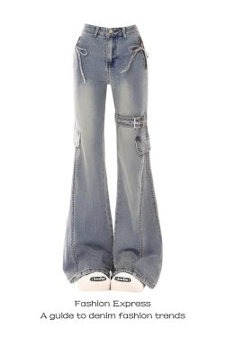 High-Waisted Flared Jeans for Women, Spliced Workwear Design, Slim-Fit Bell-Bottoms, Autumn Winter 2025 Fashion