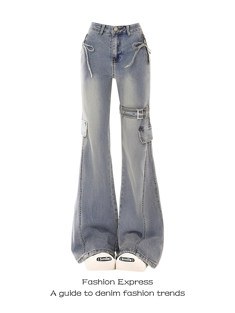 High-Waisted Flared Jeans for Women, Spliced Workwear Design, Slim-Fit Bell-Bottoms, Autumn Winter 2025 Fashion High-Waisted Flared Jeans for Women, Spliced Workwear Design, Slim-Fit Bell-Bottoms, Autumn Winter 2025 Fashion