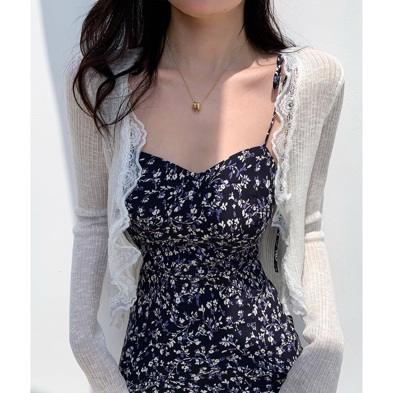 High-Waisted Lace Trim Cardigan for Women - Sensual Summer Sun Protection Top - Lightweight Airy Style for Fresh 90s Y2K Vibes High-Waisted Lace Trim Cardigan for Women - Sensual Summer Sun Protection Top - Lightweight Airy Style for Fresh 90s Y2K Vibes