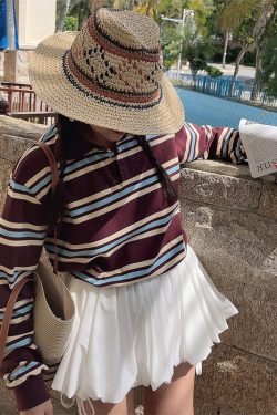 High-Waisted Lace Trim Tie White Bud Skirt with Safety Pants - DIY Spring/Summer Half Skirt, Short Skirt, 90s Inspired Fashion