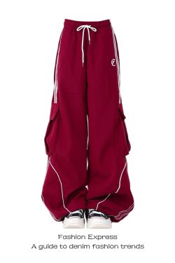 High-Waisted Loose Wide-Leg Wine Red Casual Work Pants for Women - Autumn Winter 2025 High Street Fashion