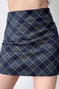 High-Waisted Plaid A-Line Skirt for Women - Retro DIY European American Style for New Year Celebrations